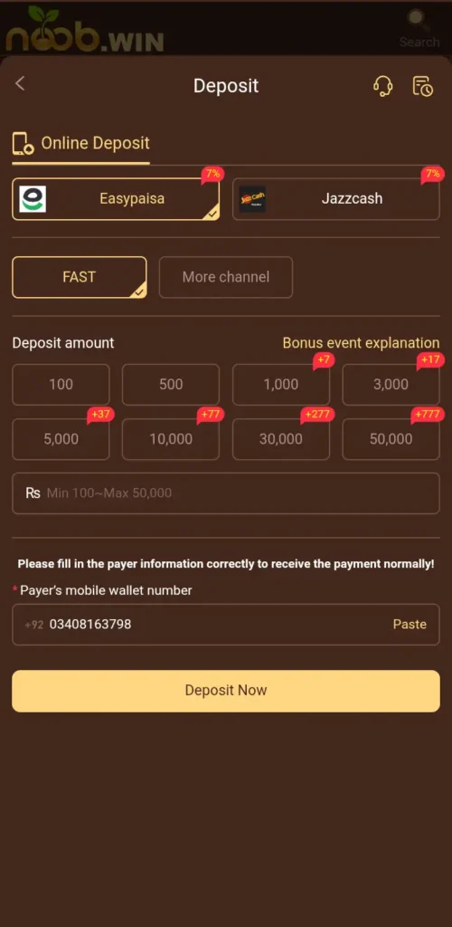 Noob Win Deposit